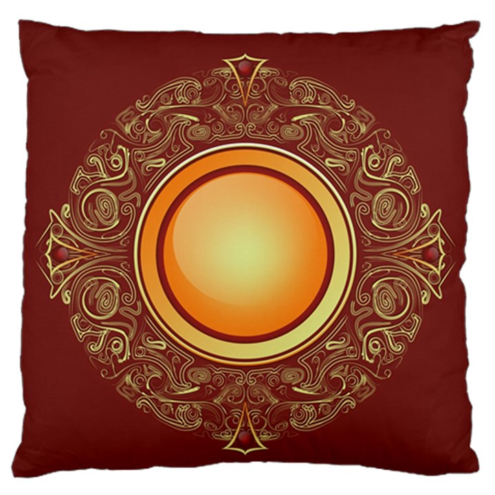 Badge Gilding Sun Red Oriental Large Flano Cushion Case (One Side)