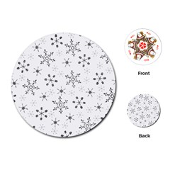 Black Holiday Snowflakes Playing Cards (round) 