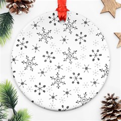 Black Holiday Snowflakes Round Ornament (two Sides) by Mariart