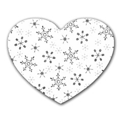 Black Holiday Snowflakes Heart Mousepads by Mariart