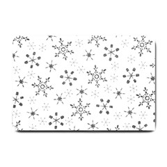 Black Holiday Snowflakes Small Doormat  by Mariart