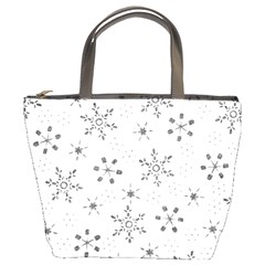 Black Holiday Snowflakes Bucket Bags by Mariart