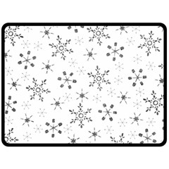 Black Holiday Snowflakes Fleece Blanket (large)  by Mariart