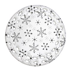 Black Holiday Snowflakes Round Filigree Ornament (two Sides) by Mariart