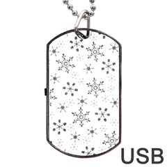 Black Holiday Snowflakes Dog Tag Usb Flash (one Side) by Mariart