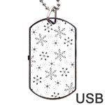 Black Holiday Snowflakes Dog Tag USB Flash (Two Sides) Front