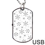 Black Holiday Snowflakes Dog Tag USB Flash (Two Sides) Back