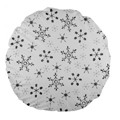 Black Holiday Snowflakes Large 18  Premium Round Cushions by Mariart