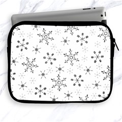 Black Holiday Snowflakes Apple Ipad 2/3/4 Zipper Cases by Mariart