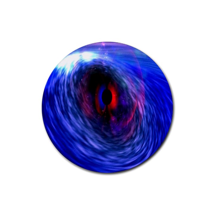 Blue Red Eye Space Hole Galaxy Rubber Coaster (Round) 