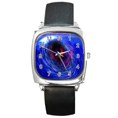 Blue Red Eye Space Hole Galaxy Square Metal Watch