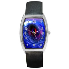 Blue Red Eye Space Hole Galaxy Barrel Style Metal Watch