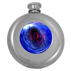 Blue Red Eye Space Hole Galaxy Round Hip Flask (5 Oz) by Mariart