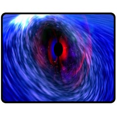 Blue Red Eye Space Hole Galaxy Fleece Blanket (medium)  by Mariart