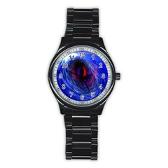 Blue Red Eye Space Hole Galaxy Stainless Steel Round Watch by Mariart