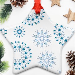 Blue Winter Snowflakes Star Triangle Ornament (star)