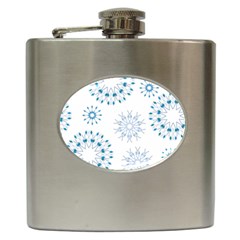 Blue Winter Snowflakes Star Triangle Hip Flask (6 Oz) by Mariart