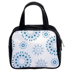 Blue Winter Snowflakes Star Triangle Classic Handbags (2 Sides) by Mariart