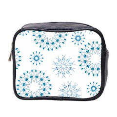 Blue Winter Snowflakes Star Triangle Mini Toiletries Bag 2-side by Mariart