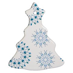 Blue Winter Snowflakes Star Triangle Christmas Tree Ornament (two Sides)