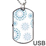 Blue Winter Snowflakes Star Triangle Dog Tag USB Flash (One Side) Front