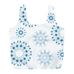 Blue Winter Snowflakes Star Triangle Full Print Recycle Bags (l)  by Mariart