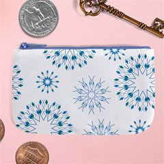 Blue Winter Snowflakes Star Triangle Large Coin Purse by Mariart