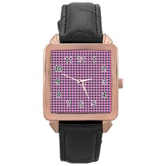 Pattern Grid Background Rose Gold Leather Watch  by Nexatart