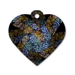 Multi Color Tile Twirl Octagon Dog Tag Heart (two Sides) by Nexatart