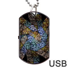 Multi Color Tile Twirl Octagon Dog Tag Usb Flash (one Side) by Nexatart