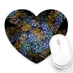 Multi Color Tile Twirl Octagon Heart Mousepads by Nexatart