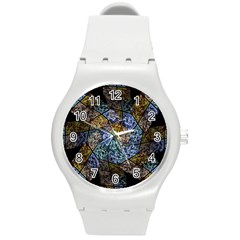 Multi Color Tile Twirl Octagon Round Plastic Sport Watch (m) by Nexatart