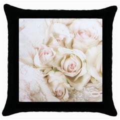 Pastel Roses Antique Vintage Throw Pillow Case (black) by Nexatart