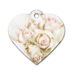 Pastel Roses Antique Vintage Dog Tag Heart (two Sides) by Nexatart