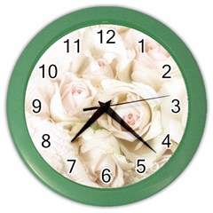 Pastel Roses Antique Vintage Color Wall Clocks by Nexatart