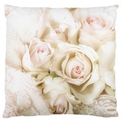 Pastel Roses Antique Vintage Large Cushion Case (one Side) by Nexatart