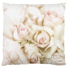 Pastel Roses Antique Vintage Large Flano Cushion Case (one Side) by Nexatart