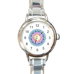 Mandala Universe Energy Om Round Italian Charm Watch by Nexatart