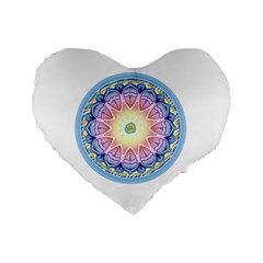 Mandala Universe Energy Om Standard 16  Premium Flano Heart Shape Cushions by Nexatart