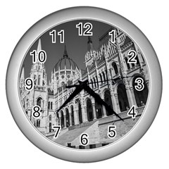 Architecture Parliament Landmark Wall Clocks (silver)  by Nexatart