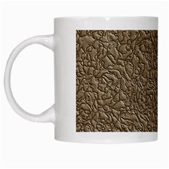 Leather Texture Brown Background White Mugs