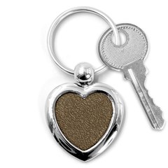 Leather Texture Brown Background Key Chains (heart)  by Nexatart