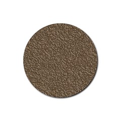 Leather Texture Brown Background Rubber Coaster (round) 