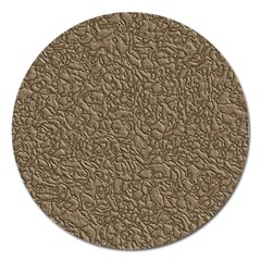 Leather Texture Brown Background Magnet 5  (round) by Nexatart