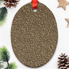 Leather Texture Brown Background Oval Ornament (two Sides)