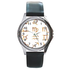 Signs Of The Zodiac Zodiac Aries Round Metal Watch by Nexatart