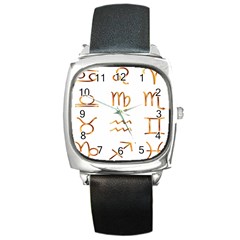 Signs Of The Zodiac Zodiac Aries Square Metal Watch by Nexatart