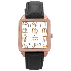 Signs Of The Zodiac Zodiac Aries Rose Gold Leather Watch  by Nexatart