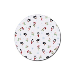 Snowman Pattern Rubber Coaster (round)  by Valentinaart