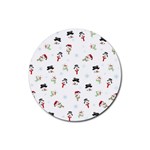 Snowman pattern Rubber Coaster (Round)  Front